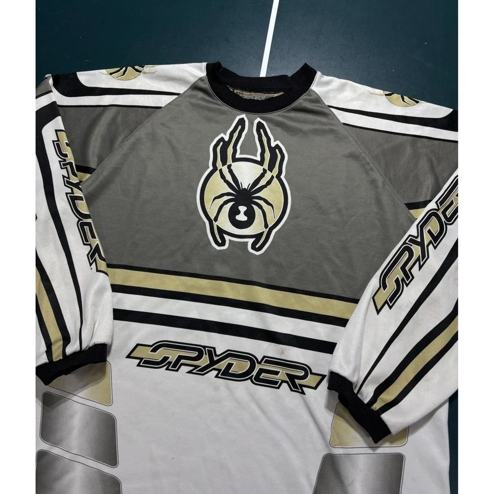 Vintage Spyder Paintball Jersey Men Large Black Silver Double Sided Airsoft Rare